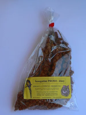 Senegalské proso a sépiové kosti.